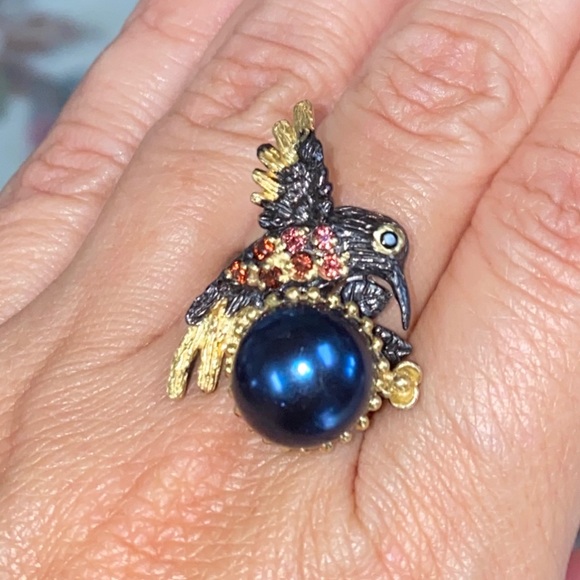 Adorable Genuine Black Tahitian Pearl Ring - Picture 17 of 17